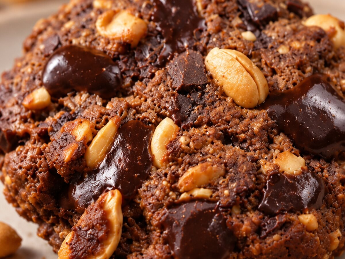 Flourless Peanut, Chocolate and Caramel Cookies