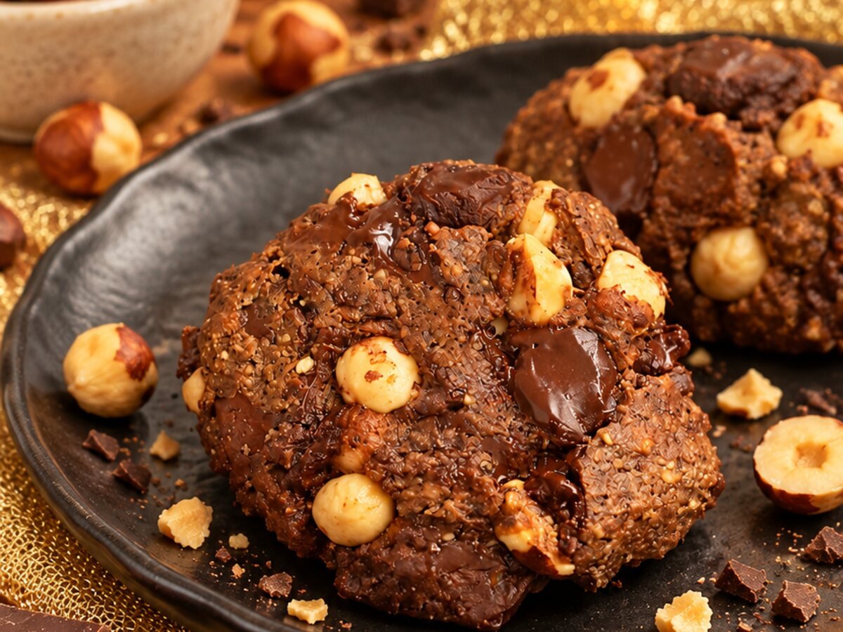 Les cookies noisette et chocolat sans farine
